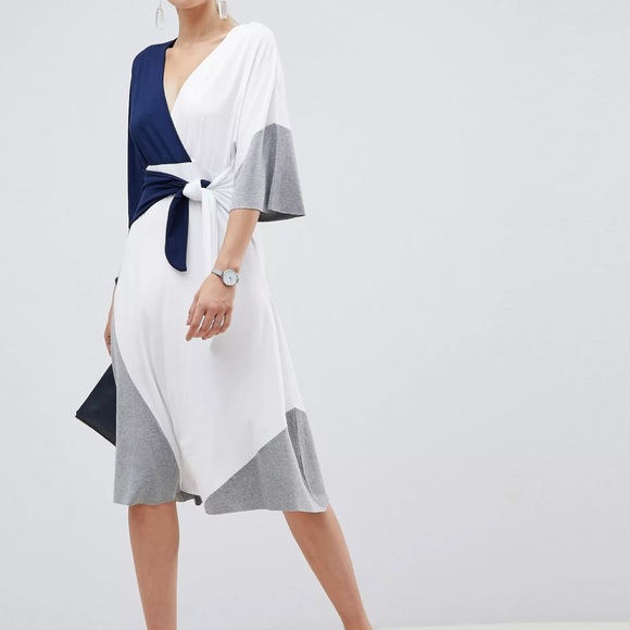 NWT ASOS Color Blocked Midi Dress - Picture 2 of 9